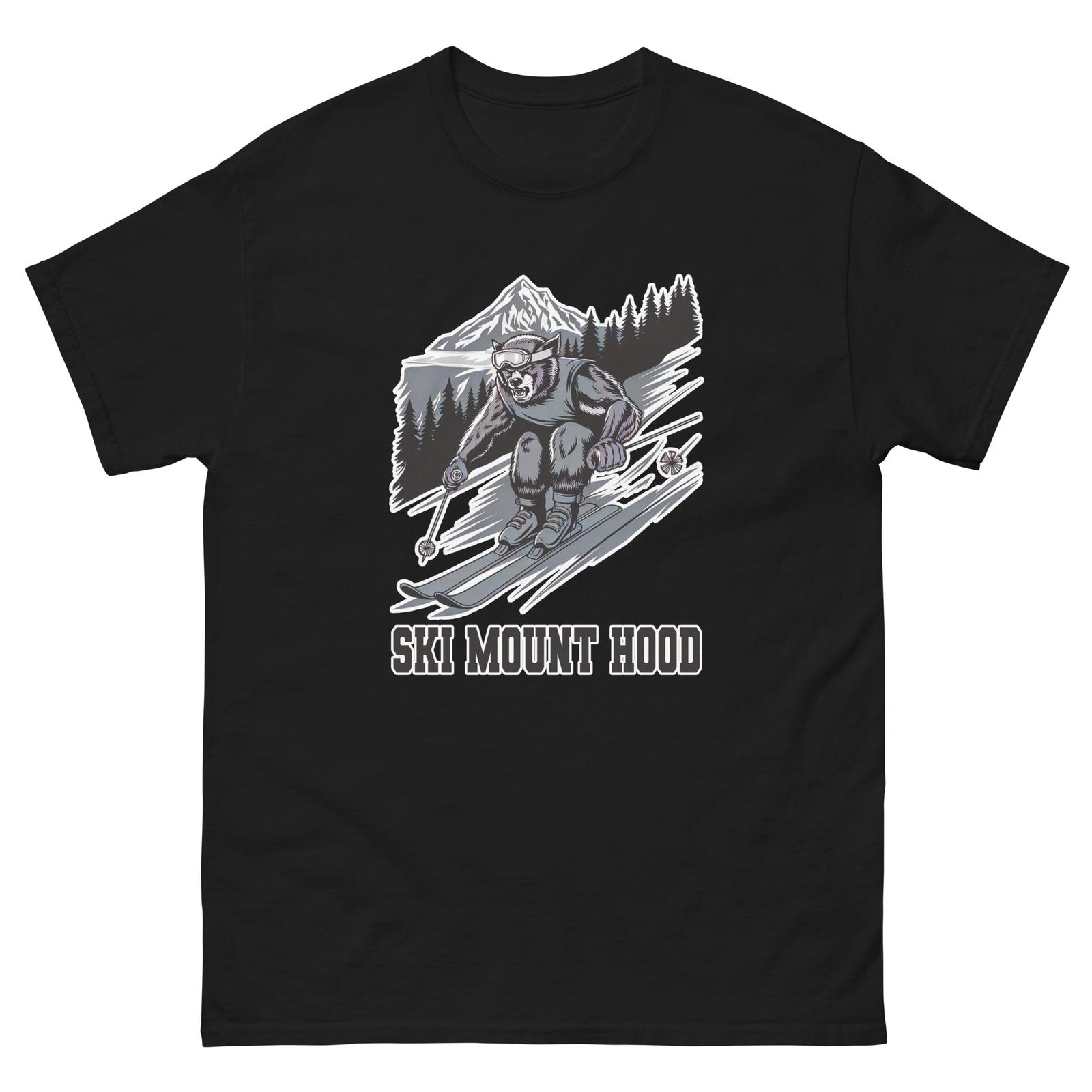 Ski Mount Hood Wolverine Skiing Skier Animal T-Shirt XXL