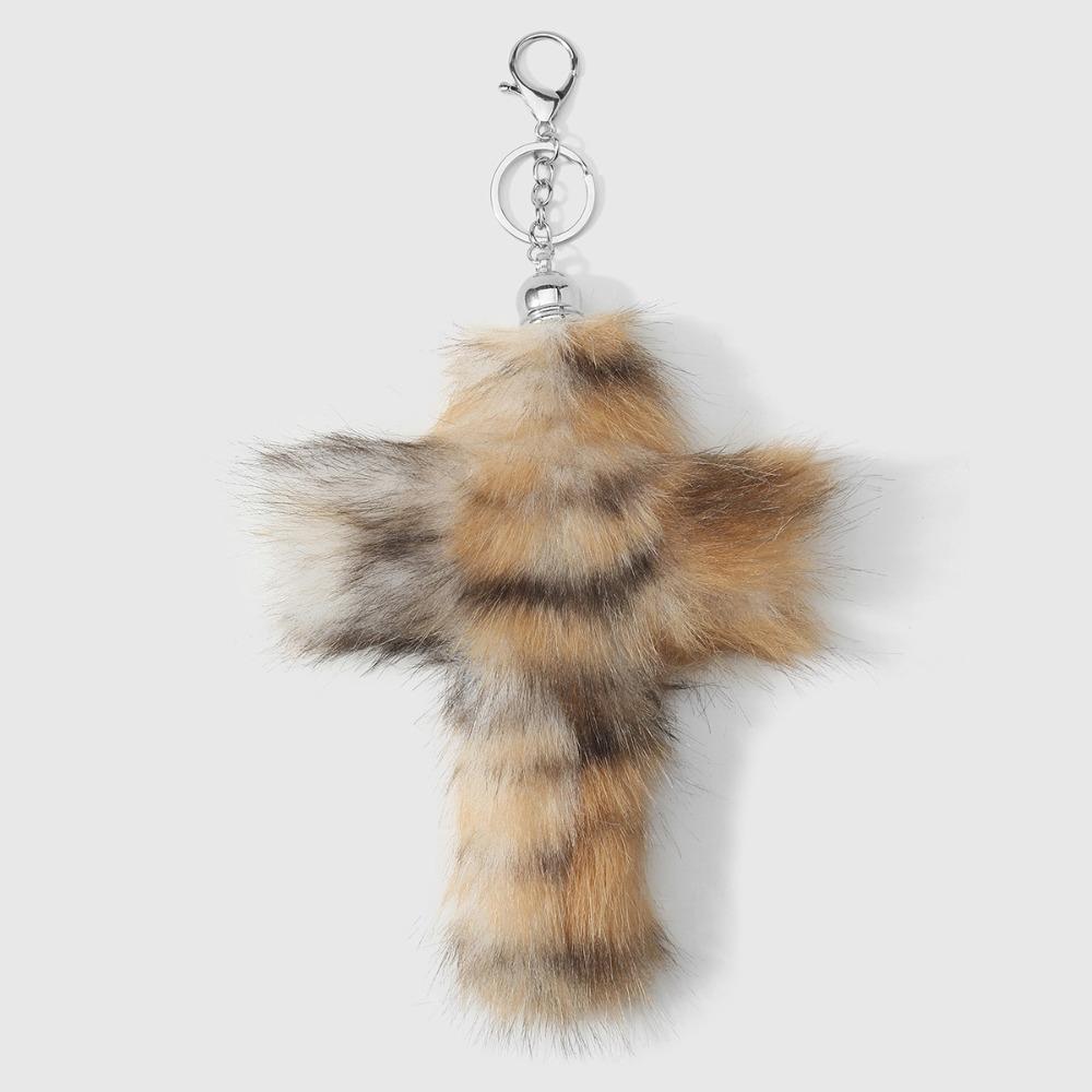 Plush Keychain Accessories Zebra Print Bag Pendant Aesthetic Cross Keychain  Goth Jewelry