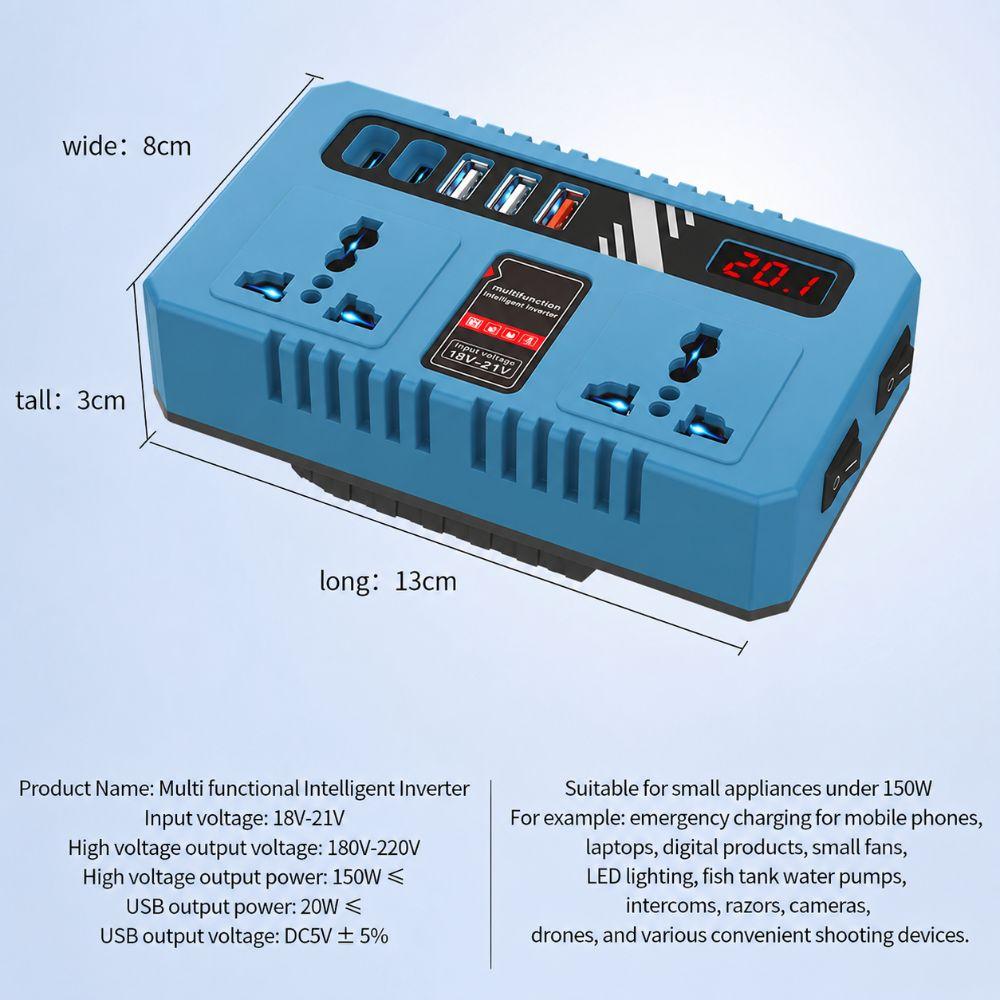 With LED Work Light 120W Portable Power Inverter Battery Inverter Adapter for Makita 18V Battery