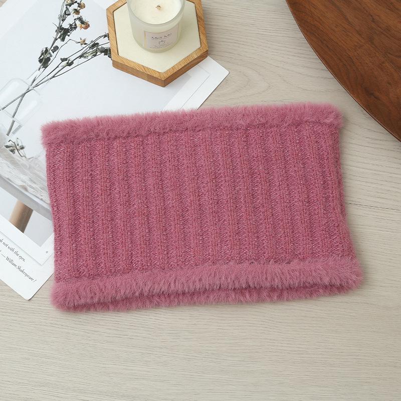 New Autumn and Winter Two Color Plush Bow Warm Basin Hat Versatile Bright Silk Rabbit Hair Basin Hat Can Scarf Cold Proof Set