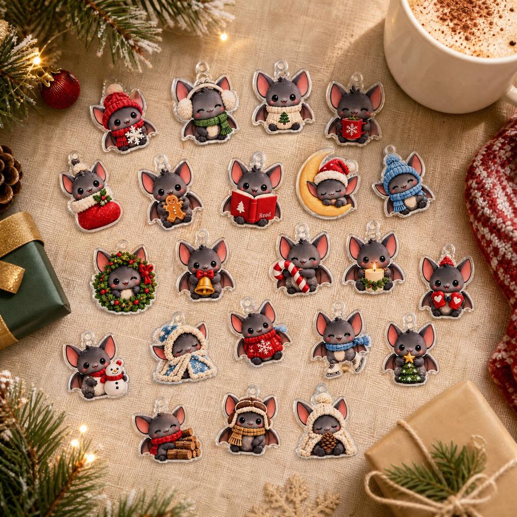 Winter Warm Acrylic Charm with Cute Hanging Ornament for Christmas Decoration Gift Box