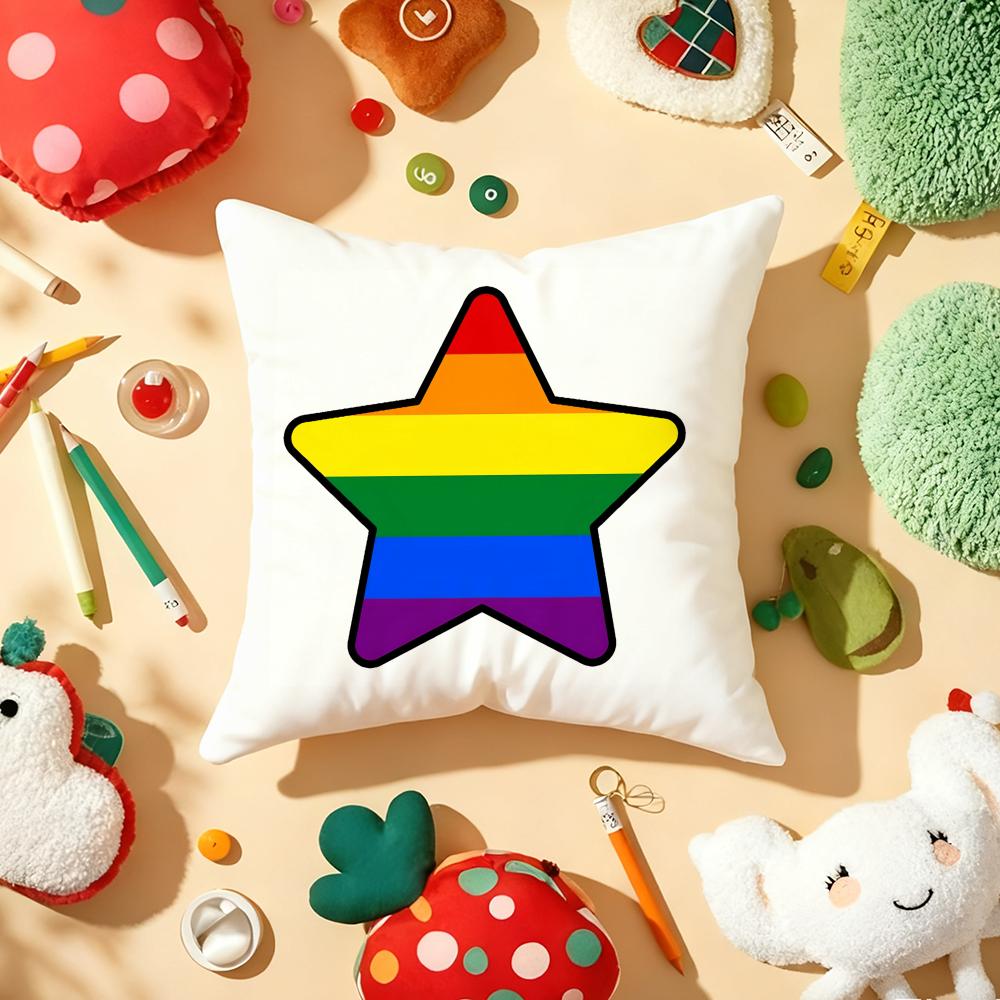 Pride Month Heart Cushion Cover Plush Fabric Soft Double-Sided Printed Sofa Warm Winter Home Child Gift Pillow Case