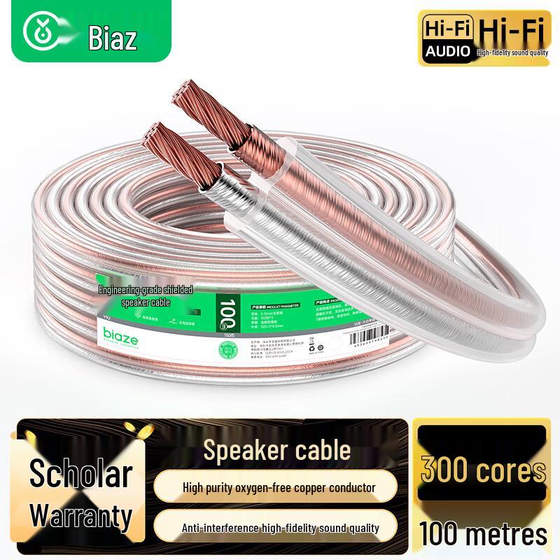 "Bias Fever-Grade Pure Copper Speaker Cable with Enhanced Shielding and Anti-Interference"