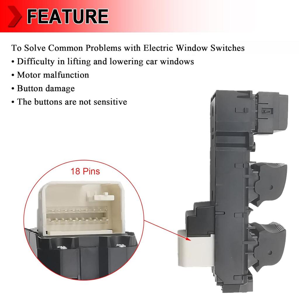 84820-0E020 Front Left Driver Side Power Window Master Control Switch Button Fit for Toyota Tacoma 2016-2021, Highlander 2014-2019