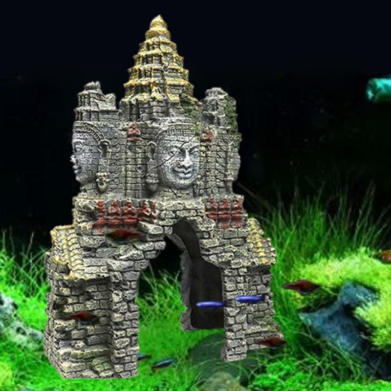 Ancient Cambodian Erawan Statue Fish Tank Landscaping Ornament Simulation Crafts