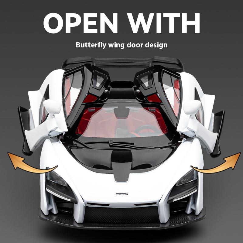 1/24 Scale Mclaren Senna Super Sports Mini GT Alloy Diecast Model Vehicle Simulation Sound & Light Birthday Gifts Box for Boyfriend