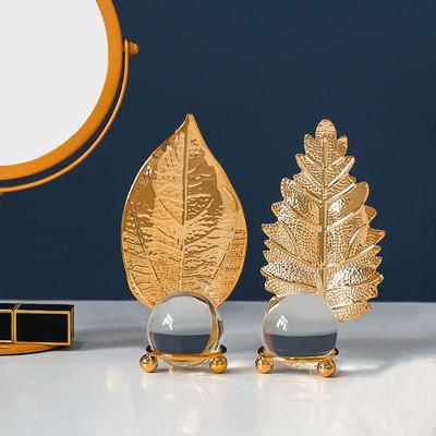 Fine Craftsmanship Leaf Ball Ornaments Non-Slip Rust-Proof Crystal Ball Table Decoration Vivid Details Artwork