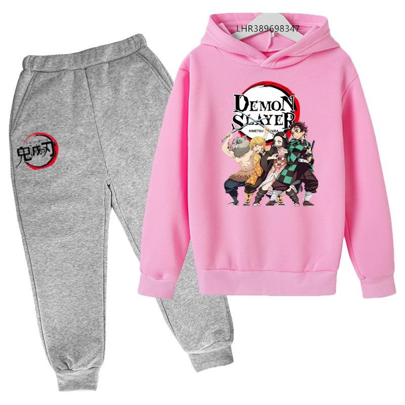

Дитяче худі Аніме Пальто Demon Slayer Дитячі Худі+Штани Комплекти Дівчатка Хлопчики Принт Повсякденні Толстовки Пуловер 130