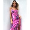 Summer Retro Tie Dye Printed Sexy Backless Dresses Women Sleeveless Fashion High Waist Slit Camisole Dress Women Elegant Party Evening Dresses 26279