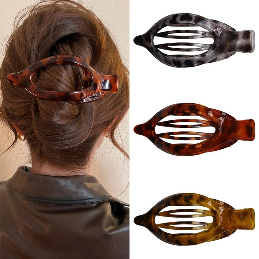 2026 Vintage Leopard Print Hair Claw Duckbill Clip for Women Elegent Hair Clamps Oval Barrettes Abalone Hairpin Hair Accessories