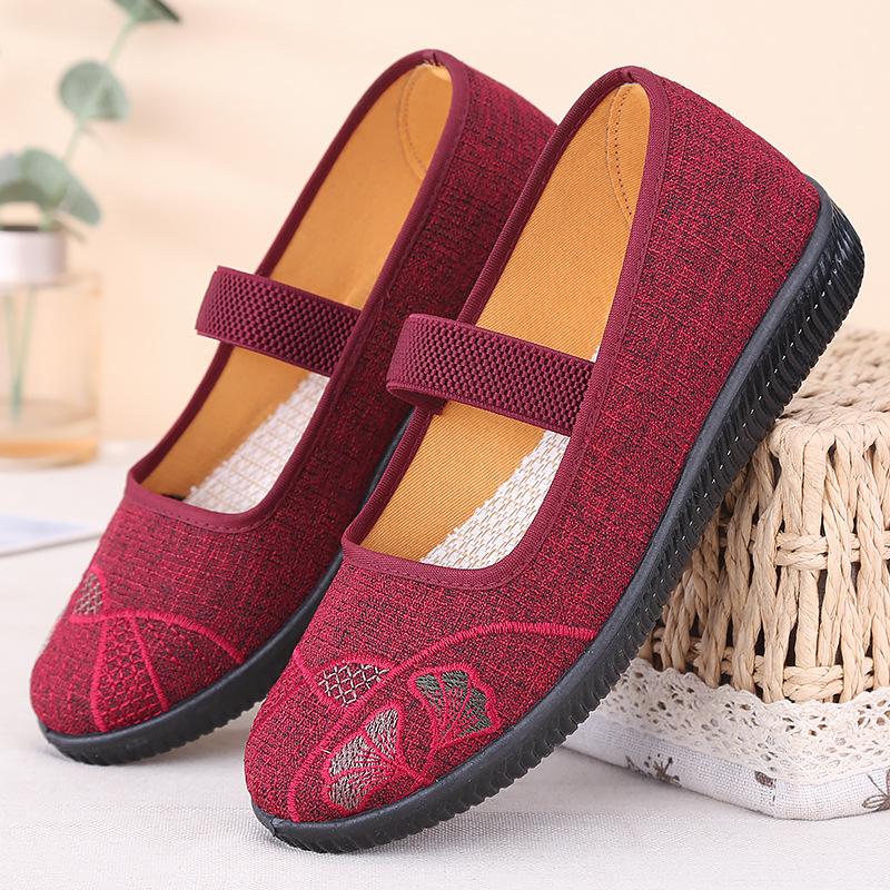 Neue Beijing Stoffschuhe Damen Sommer atmungsaktiv flachmündig Fischer Schuhe weiche Sohle rutschfest Einschlupfschuhe