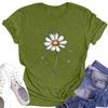 Camiseta feminina casual estampada de manga curta com decote redondo