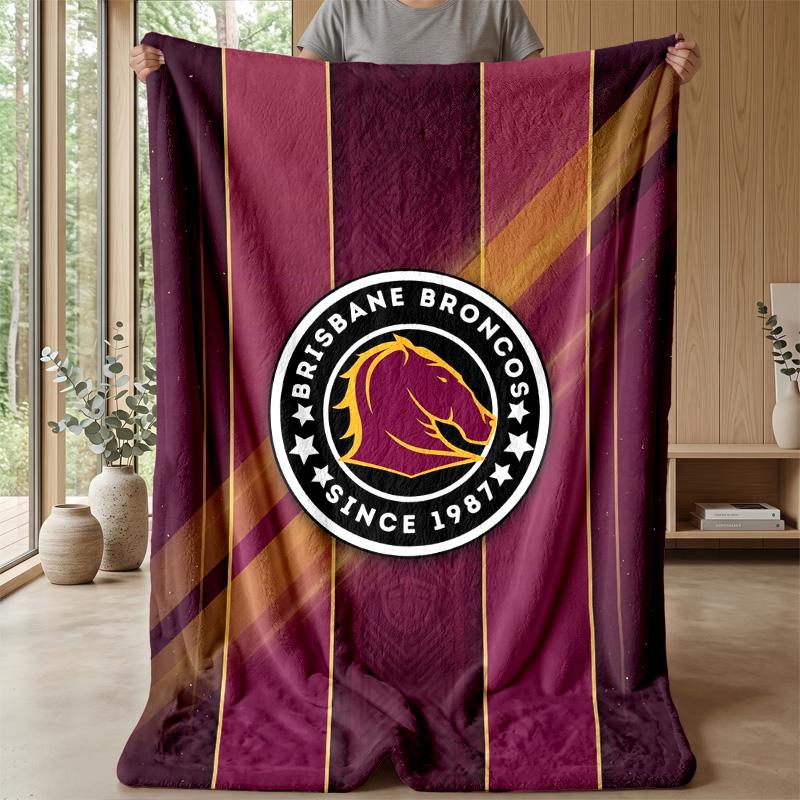 Coperta in Pile Flanella Brisbane Broncos Coperta Calda e Accogliente per Divano Letto Viaggio Uso Stagionale