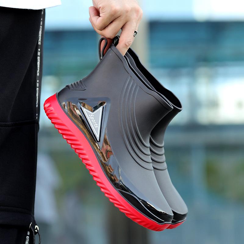 Men's Rain Shoes Short Rain Boots Men's Outdoor Fishing Wading Boots Non-slip and Wear-resistant Water Shoes Low Tube Versatile Fashion Rubber Shoes