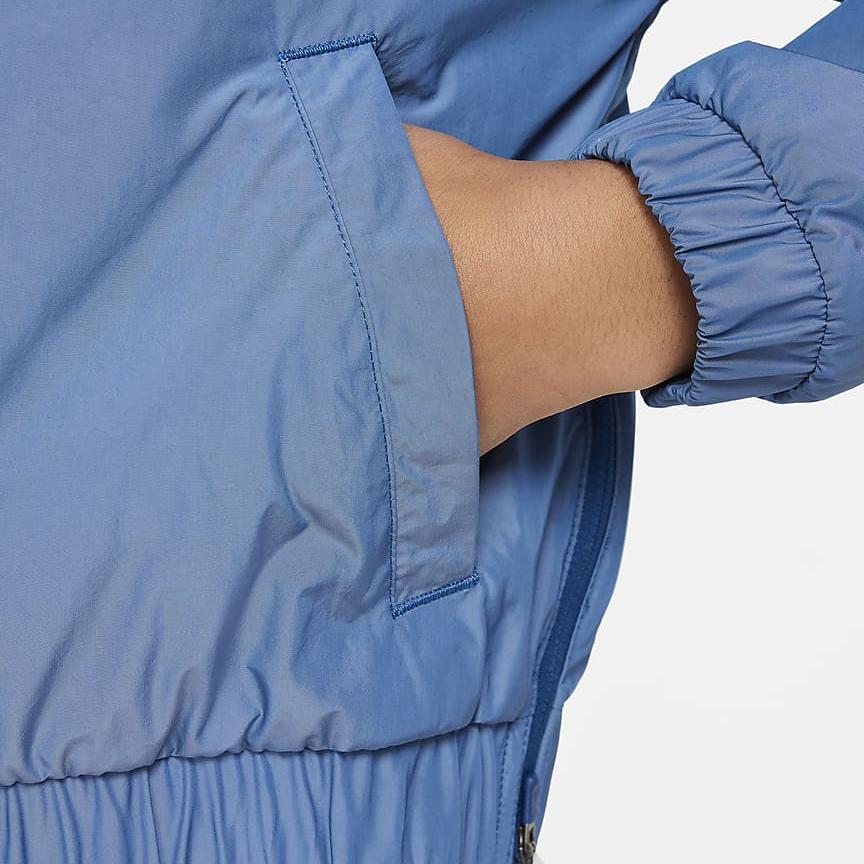 Nike Loose Fit Logo Zip-Up Stand Collar Short Jacket Kids Jackets Blue FN8656-440