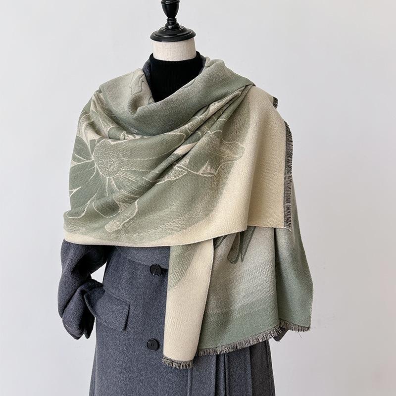 Gentle And Classic Color Imitation Cashmere Scarf Women'S Versatile Warm Scarf Big Shawl With High Sense