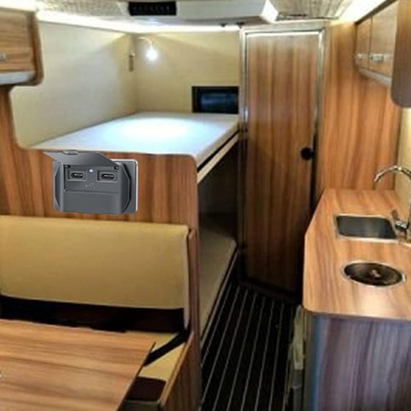 Quick Charge3.0 and PD QC3.0 RVs USB Outlet, 12V/24V Panel Mount SurfaceCar USB Port Outlet Waterproof