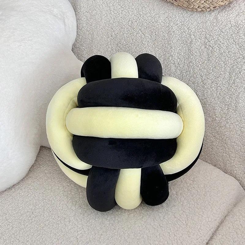 Nordic Stay Striped Cushion Plush Pillow Throw Knot Throw Pillow Cushion Sofa Pillow Living Room Round Ball Cushion