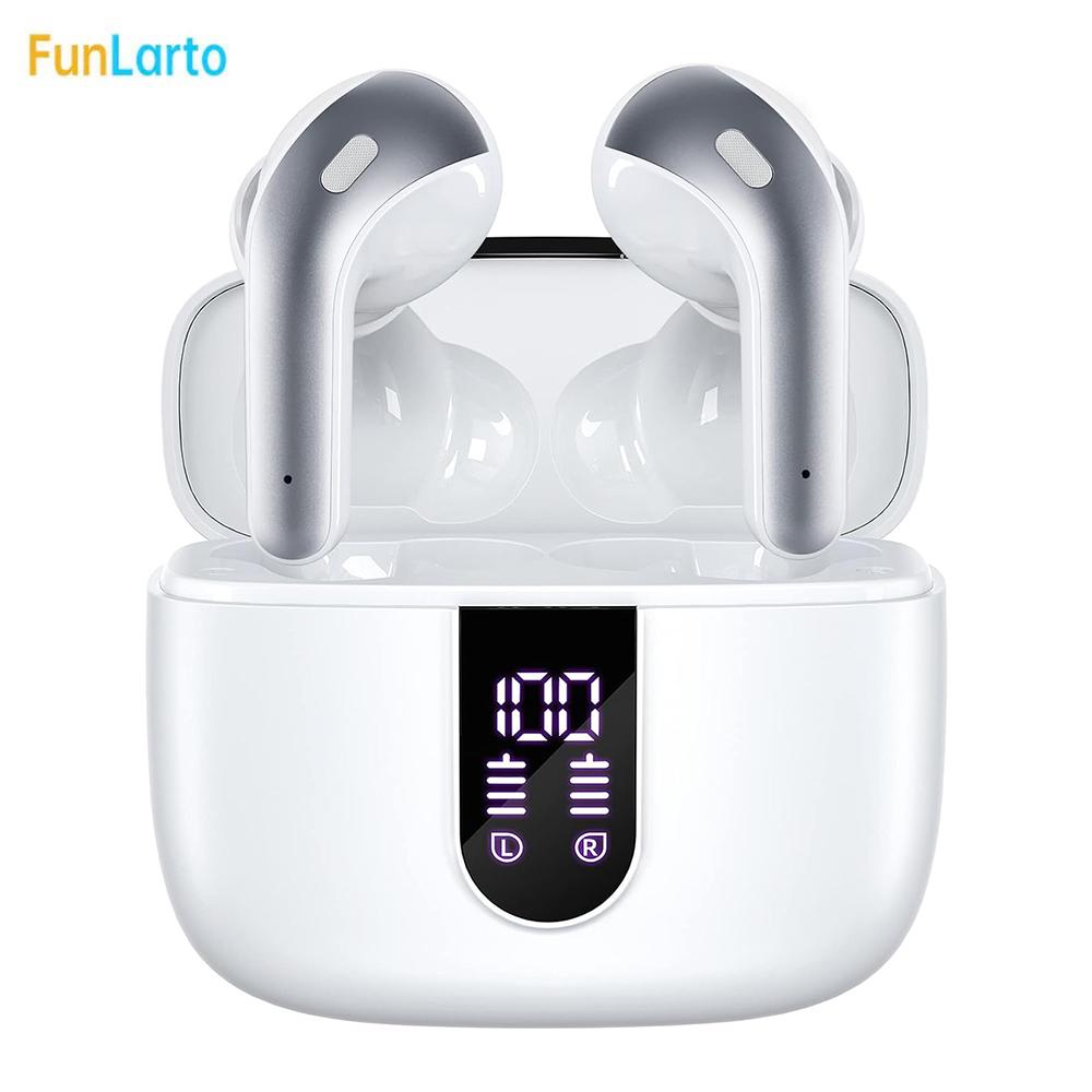 Wireless Earphones with Bluetooth 5.3, Quad-Mic Call Noise Reduction ENC, 50H Playtimes Wireless Earbuds Bluetooth Headphones