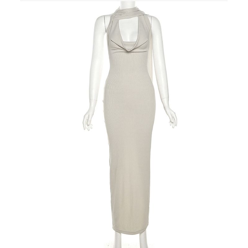 

Переход Sexy Zone Нишевый Дизайн Платье с Лентами Сексуальный Фрай Стрит Высококачественный Серый Шарф Юбка Платье с Открытой Спиной Apricot color L