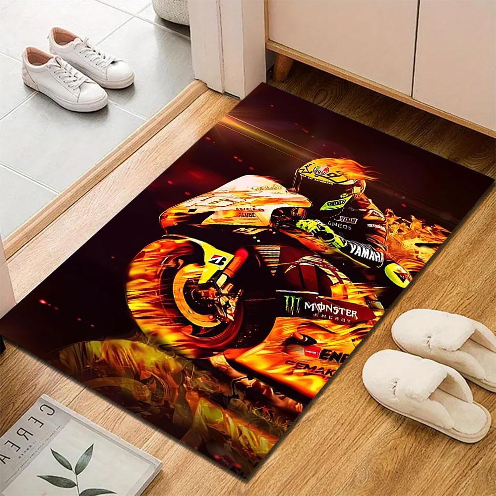 "Fiery Motorcycle Racing Design" Patterned carpet, suitable as a non slip play mat for the living room and bedroom sofa