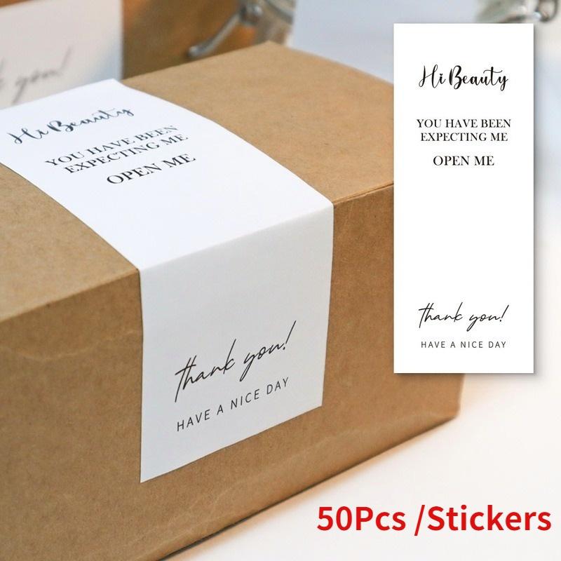 50Pcs Thank You Decor Stickers Seal Labels For Small Business Commodity Personalized Package Online Retails Greeting Stickers