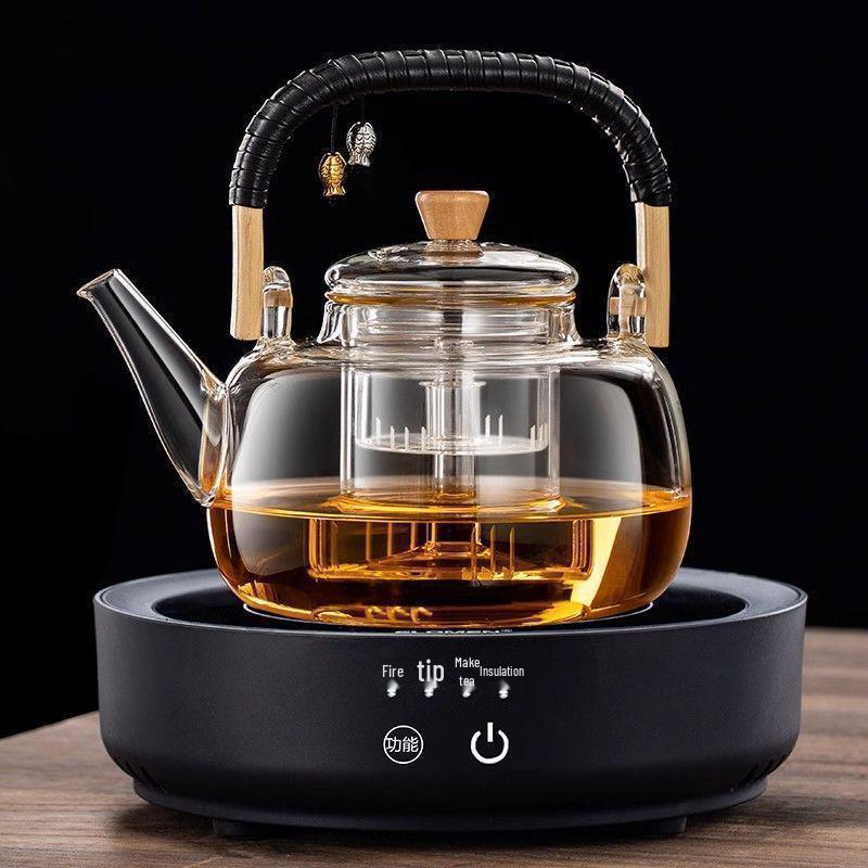2025 Automatic Electric Ceramic Stove & Large Glass Tea Kettle Set - High Temp Resistant for Brewing