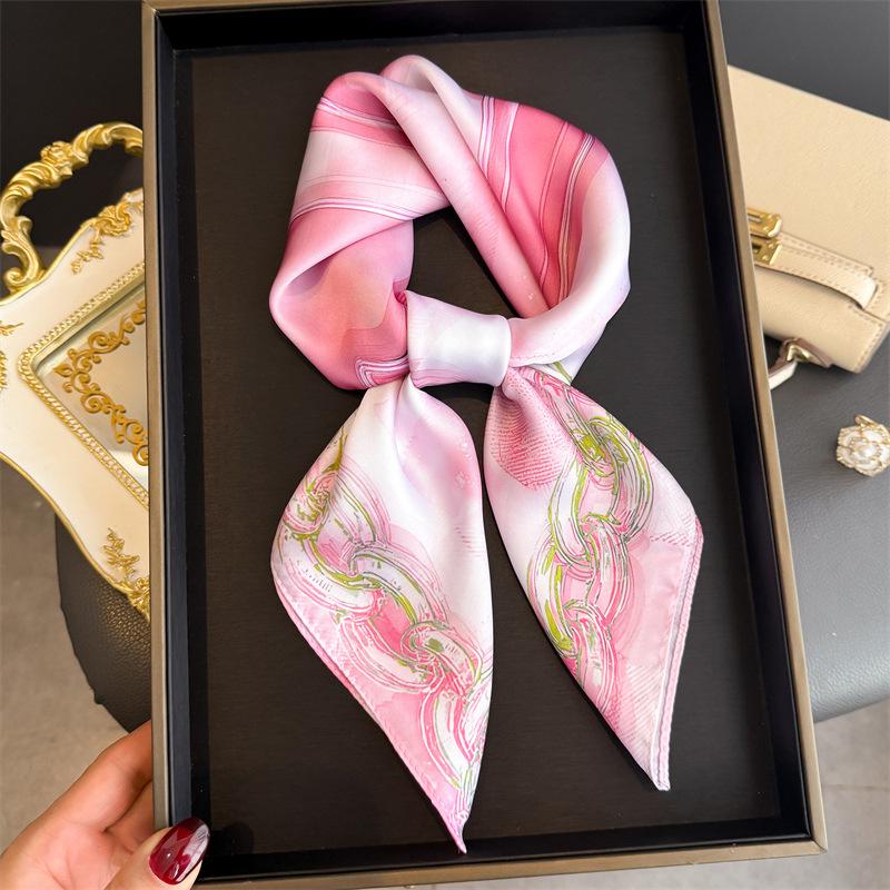 New Modern Polka Dot Printed Silk Scarf Square Scarf High-end Shawl Sunscreen Neck Small Square Scarf Headscarf Women's Scarf
