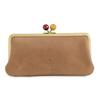 Alcoro Women's Clasp Long Wallet, Made In Japan (Grey Beige)