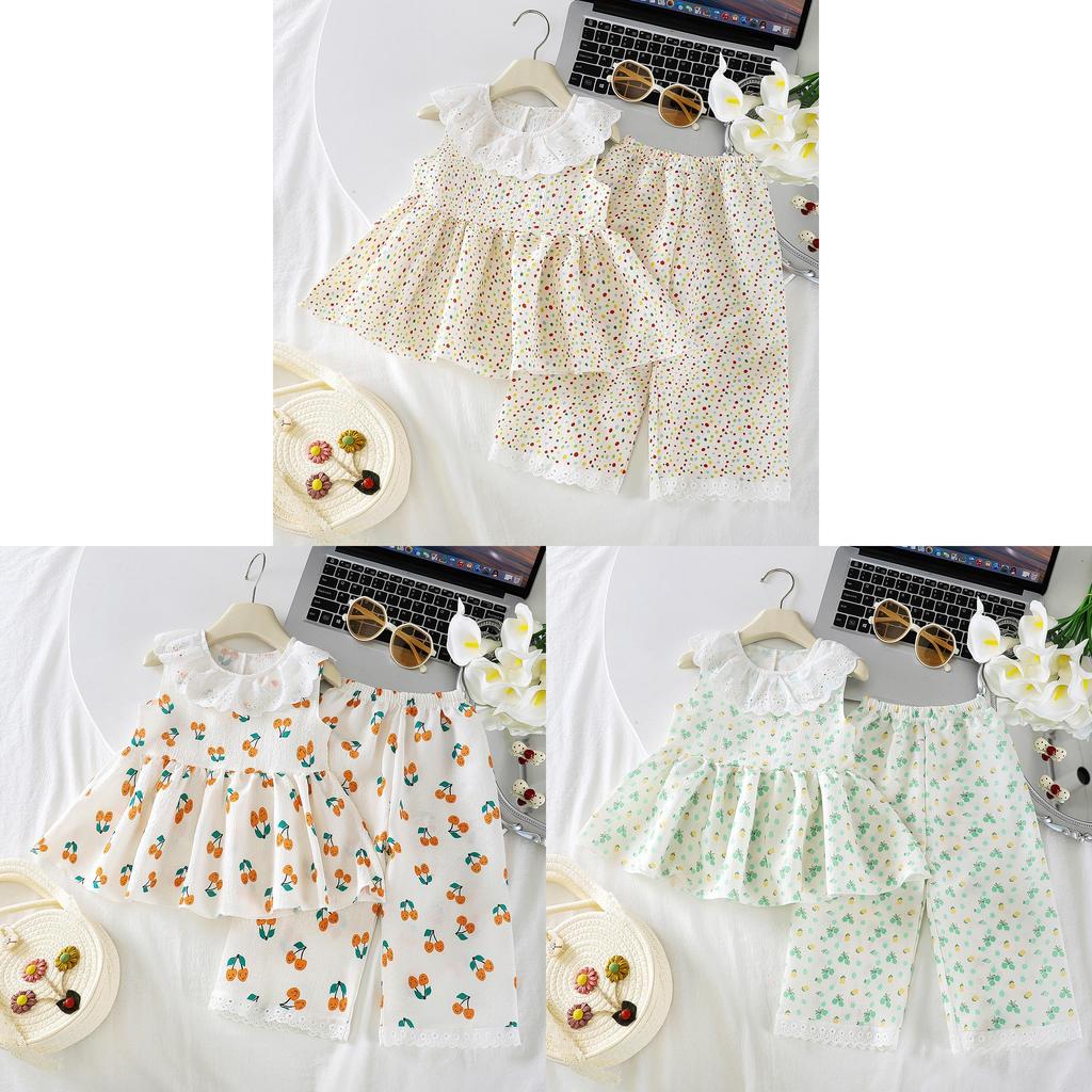 Girl Summer Floral Tank Top And Shorts Set With Soft Polyester For Toddler Playtime