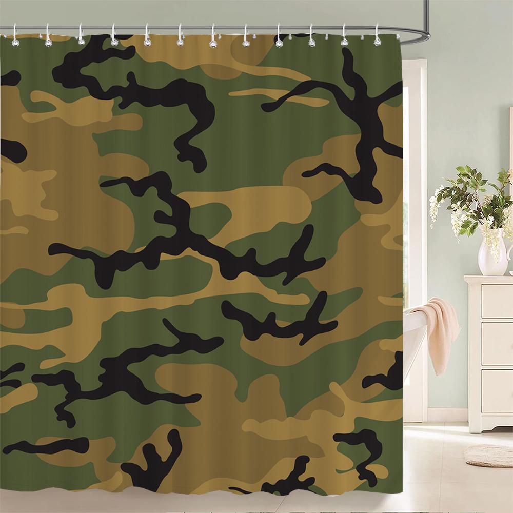 Green camouflage pattern Shower Curtains Waterproof Fabric Floral Bath Curtains For Bathroom Bathtub Curtain With Hooks