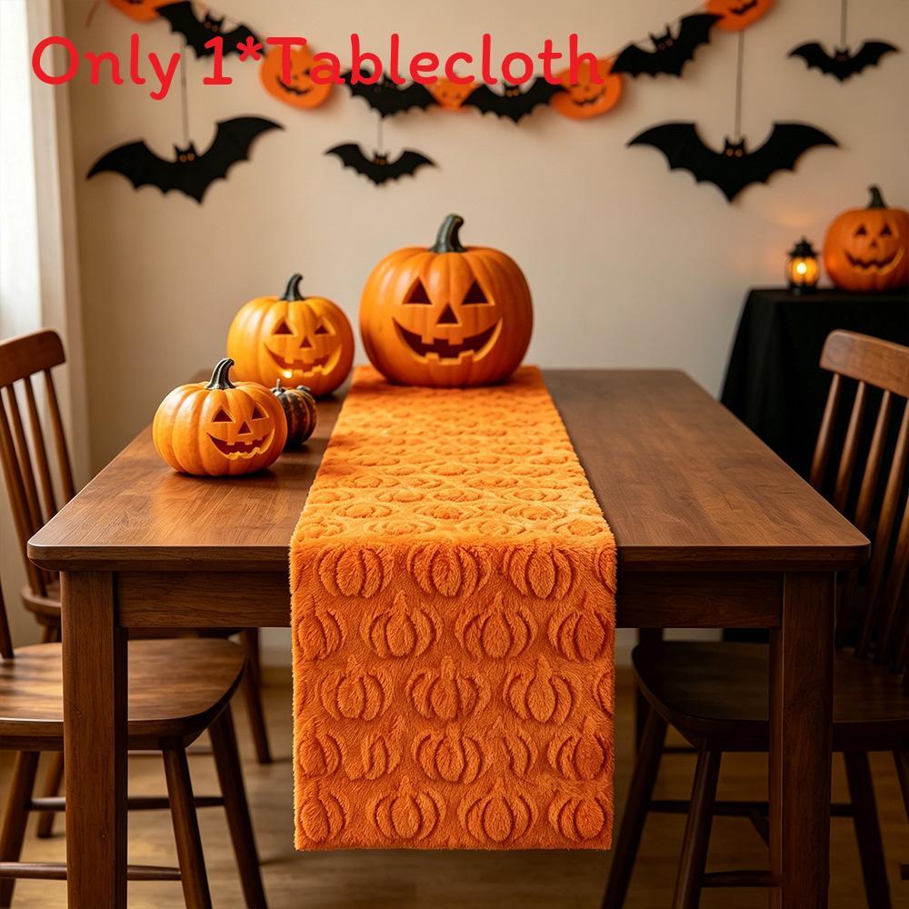 Polyester Halloween Table Runner With Embroidered Ghosts And Pumpkins For Party Decor