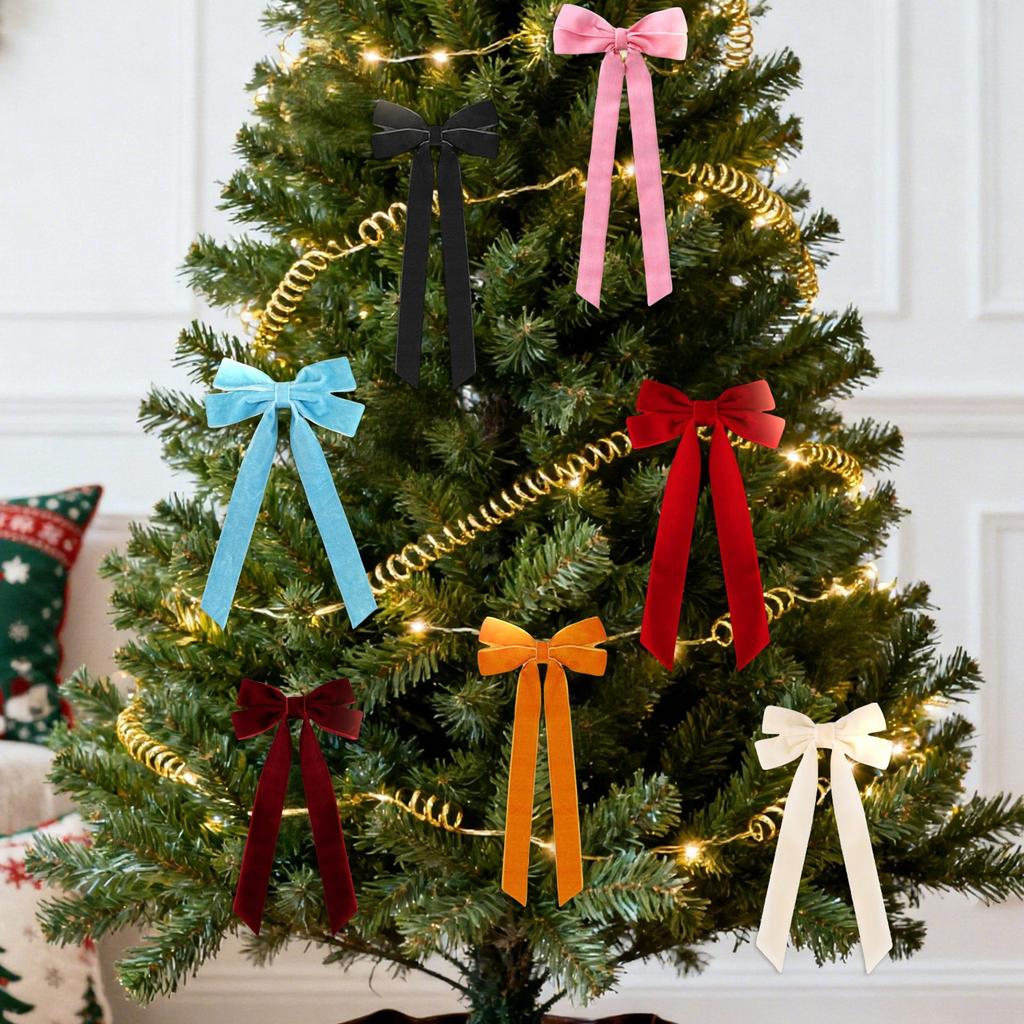 10 Inch Pre-made Red Christmas Tree Bow, Red Velvet Ribbon Bow, Christmas Tree Decoration Bow, Pre-made Bow, Souvenir Gift Bow