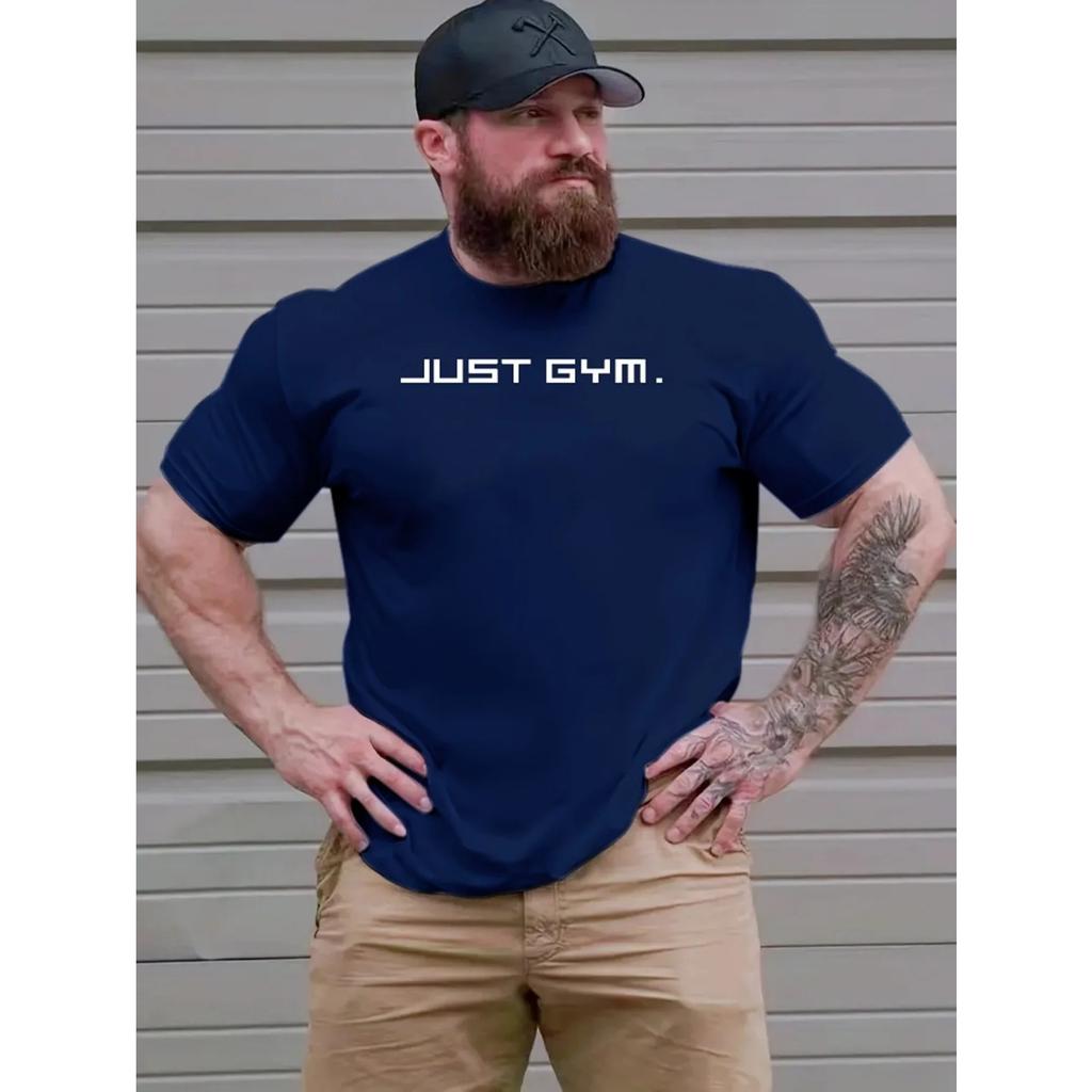 Gym Cotton TShirt Navy Casual Athletic Men Muscle Fit Streetwear Summer Fashion
