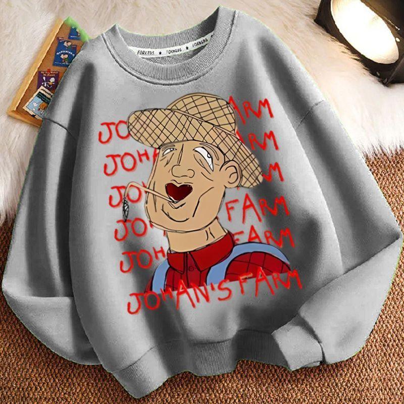 Children's Casual John's Farm Hoodies for Autumn and Winter, Fashionable Long-sleeved Hoodies for Boys and Girls