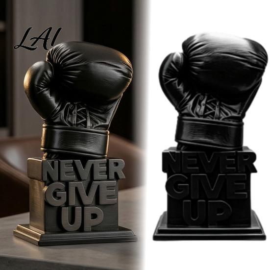 3D Printed Sports Decor Boxing Glove Desk Figurine Never Give Up Inspirational Motivational Desktop Perseverance Statue Resin Encouragement for Home