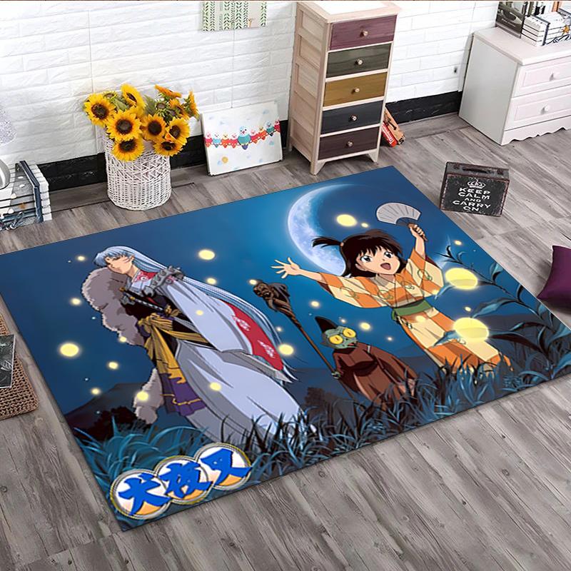 Inuyasha Vs Sesshomaru Carpet Office Decorative Carpet For Living Room Bedroom Door Mat Floor Rug Computer Chair Area Rug Holiday Gift