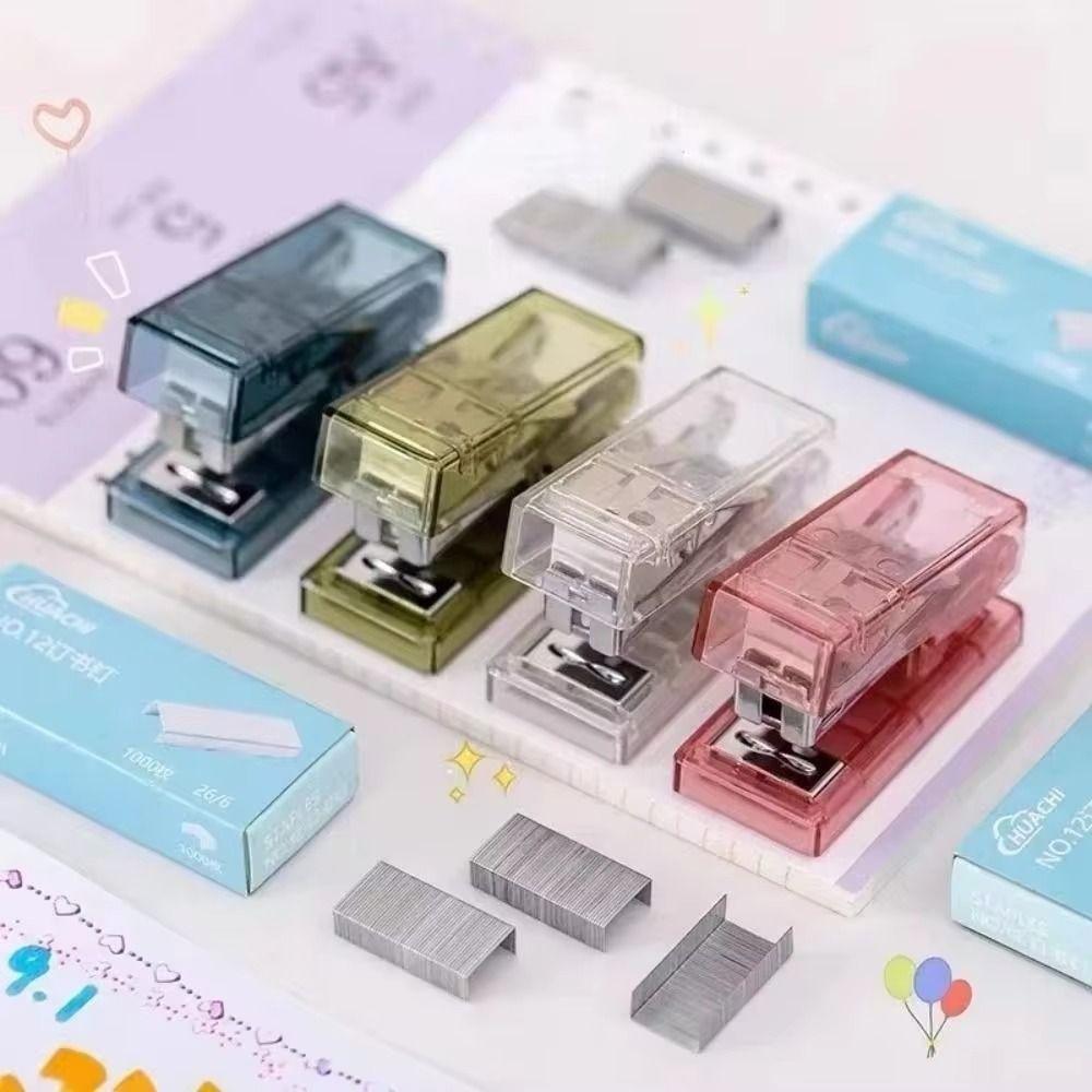 Mini Mini Stapler Transparent Paper Binder Set Office Binding Tools  School Office Supplies