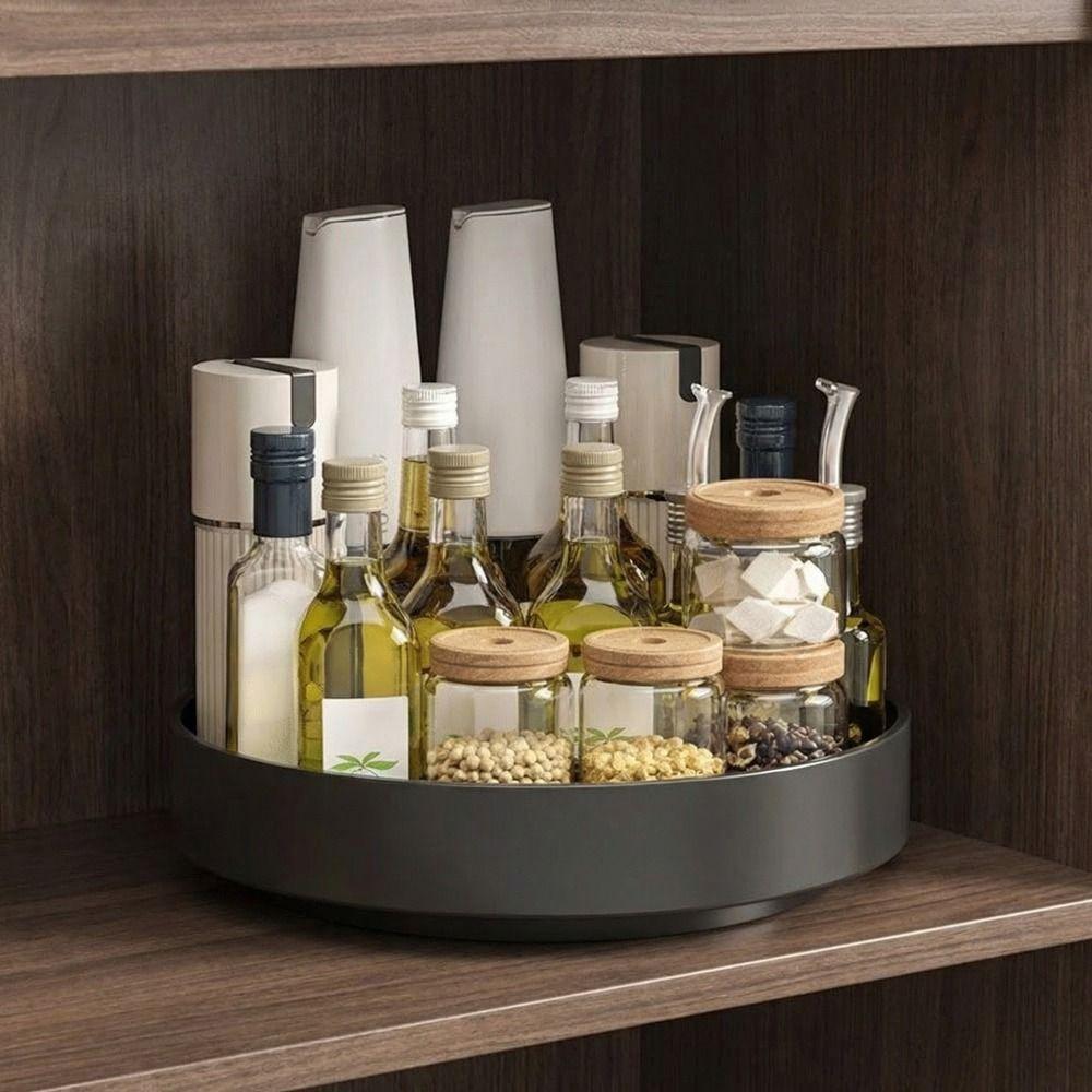 Large Capacity Condiment Storage Rack Round Seasoning Storage Holder  for Kitchen