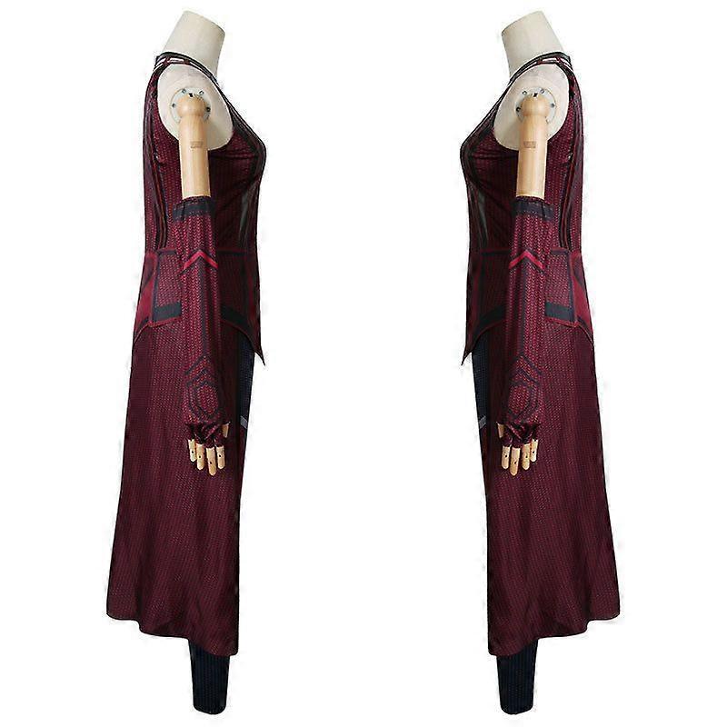 Kostým Scarlet Witch Cosplay Kompletní sada WandaVision Halloween Cosplay Saténové šaty pro hraní rolí
