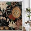 Bohemian Floral Shower Curtain 180X 200Cm Black Vintage Abstract Floral Shower Curtain Mid Century Modern Waterproof