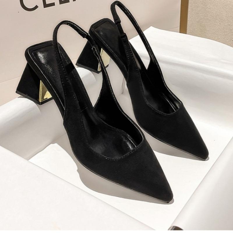 Fashion New 2025 Summer Closed Toe Women's Sandals Suede Open Back Comfort for Women Lightweight Commute Daily Stylish Shoes High Heels