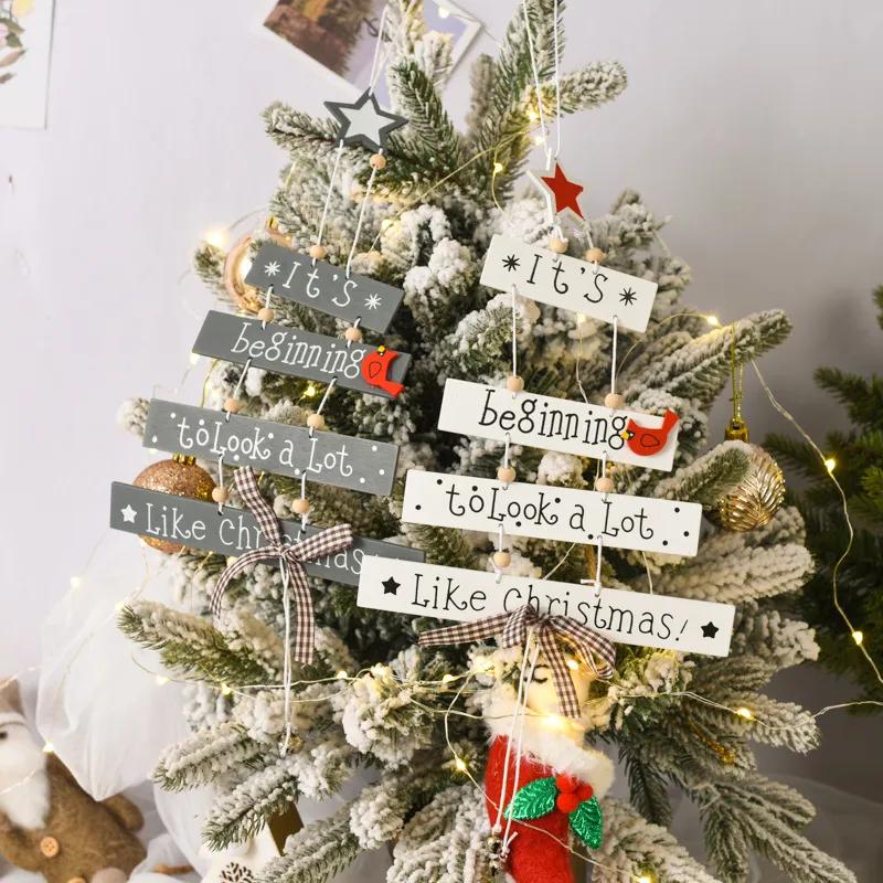 

Рождественский деревянный кулон Санта Елка Креативная подвесная табличка с буквами Оконные витринные украшения Украшение для рождественской вечеринки YFA2243 F