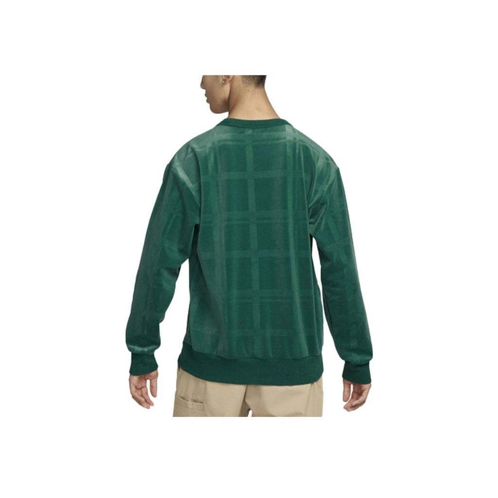 Nike Solid Checkered Skateboard Crew Neck Sweatshirt Men Tops Green DA4260-333