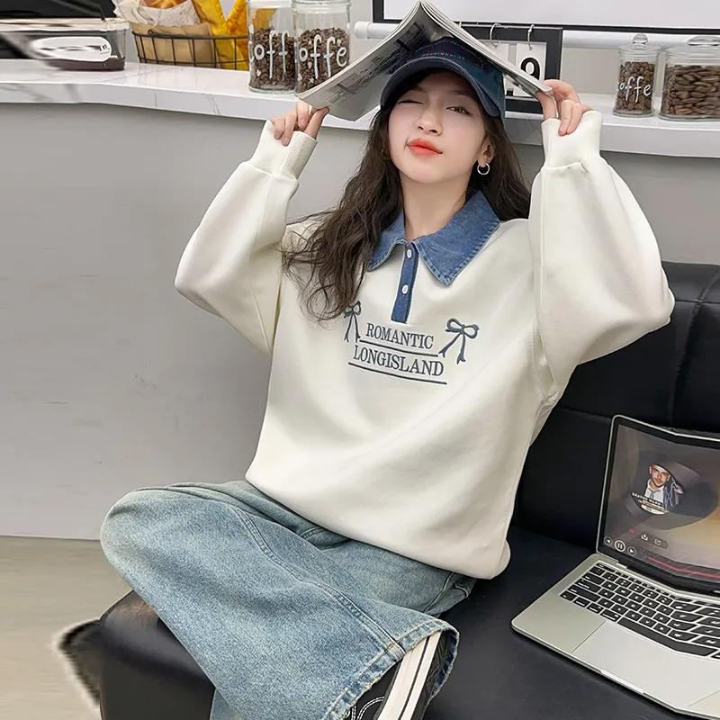 Girls' Casual Suits, Western Style, Big Children's Sweaters, Children's Jeans, Spring and Autumn Two-piece All-match