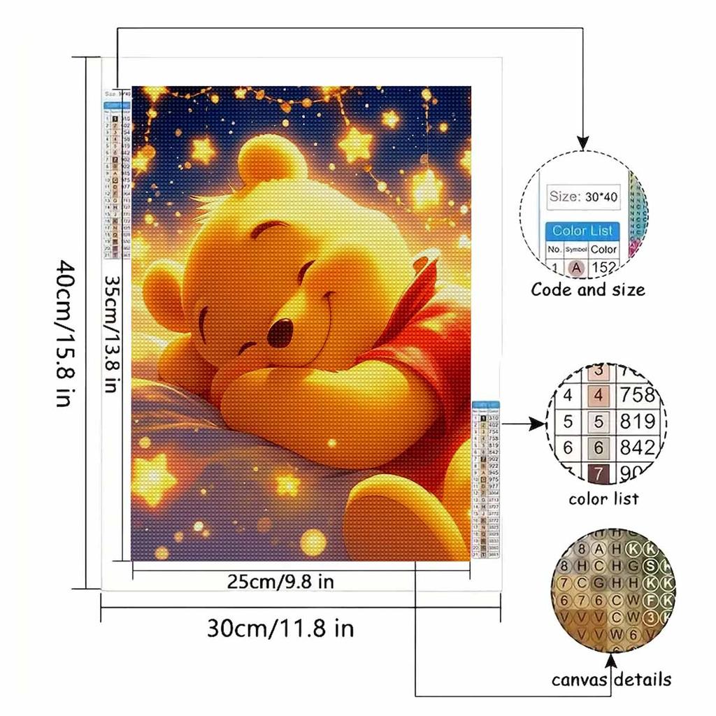 Full Round Diamond Painting Winnie Who Is Sleeping Art Rhinestone Picture Mosaic DIY 5D Cross Stitch Embroidery Home Decoration