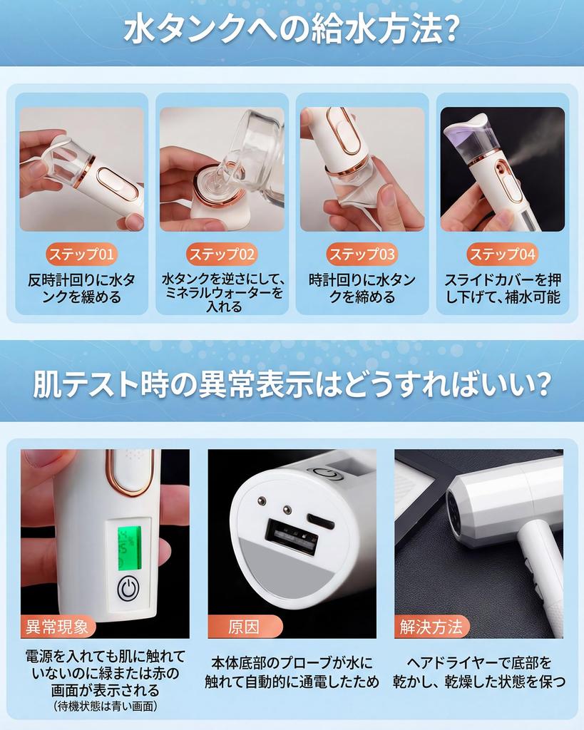 Facial Steamer, Handheld Mist, 38ml Large Capacity Tank, Skincare, Pore Care, Moisturizing, Dryness Prevention, Compact, Beautiful Skin, USB Charging,