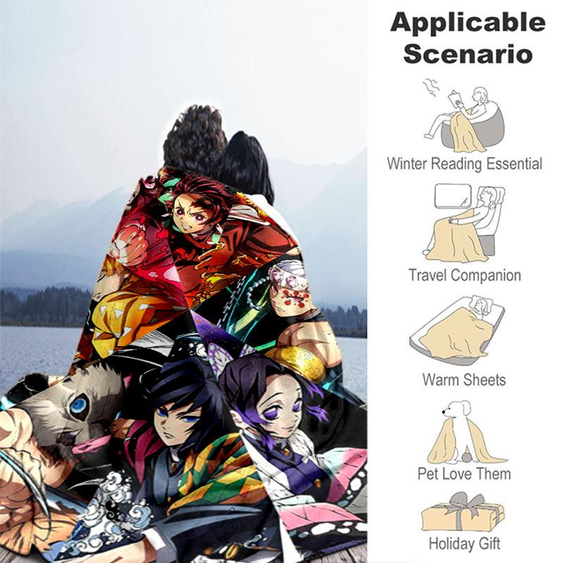 Demon Slayer Tanjiro Anime Art Blanket Home Decor Suitable For All Seasons Office Rest Blanket Bedroom Nap Blanket