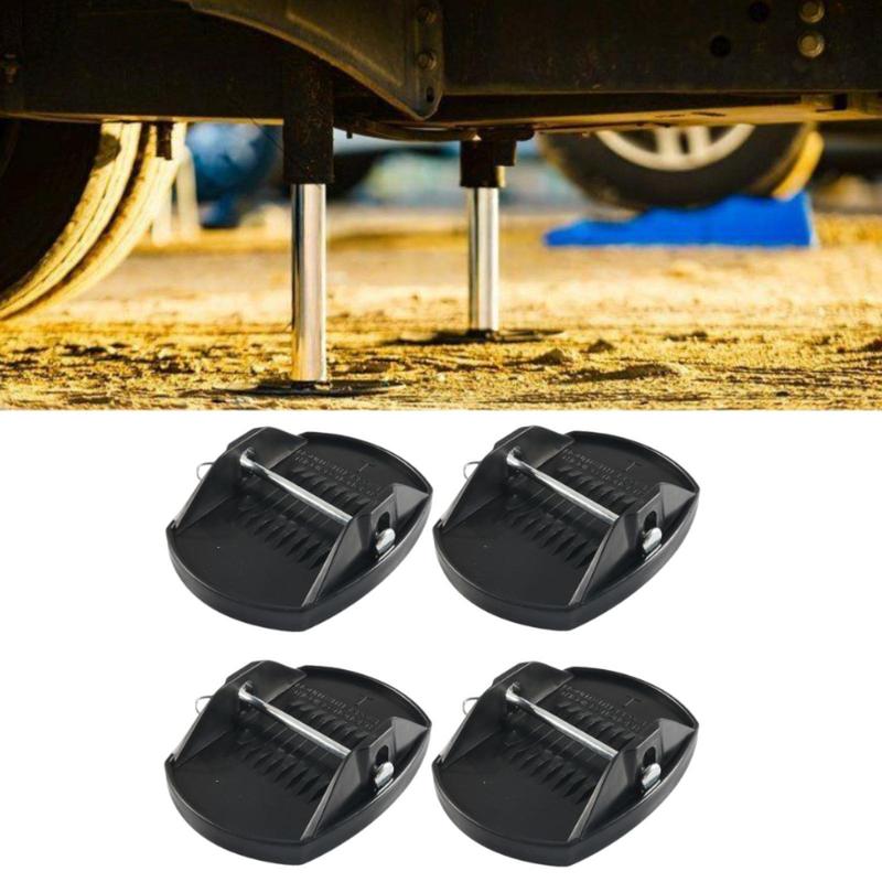4x RV Trailer Jack Pads Universal Heavy Duty Leveller Wheel Foot Leg Support