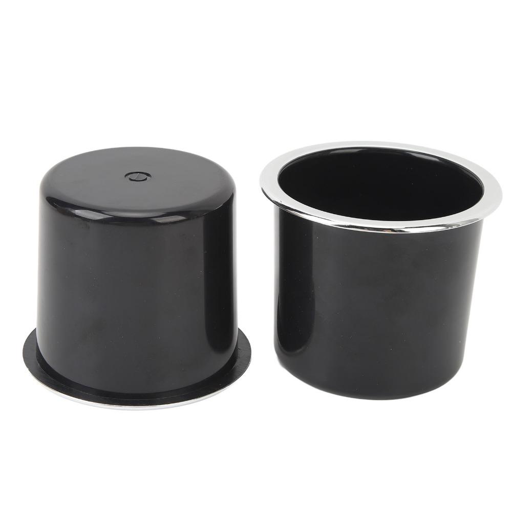 2 Pcs Recessed Black Cup Holder with Silver-plated Edges 73mm Can Holder 2.87 Inch Drink Holder Couch